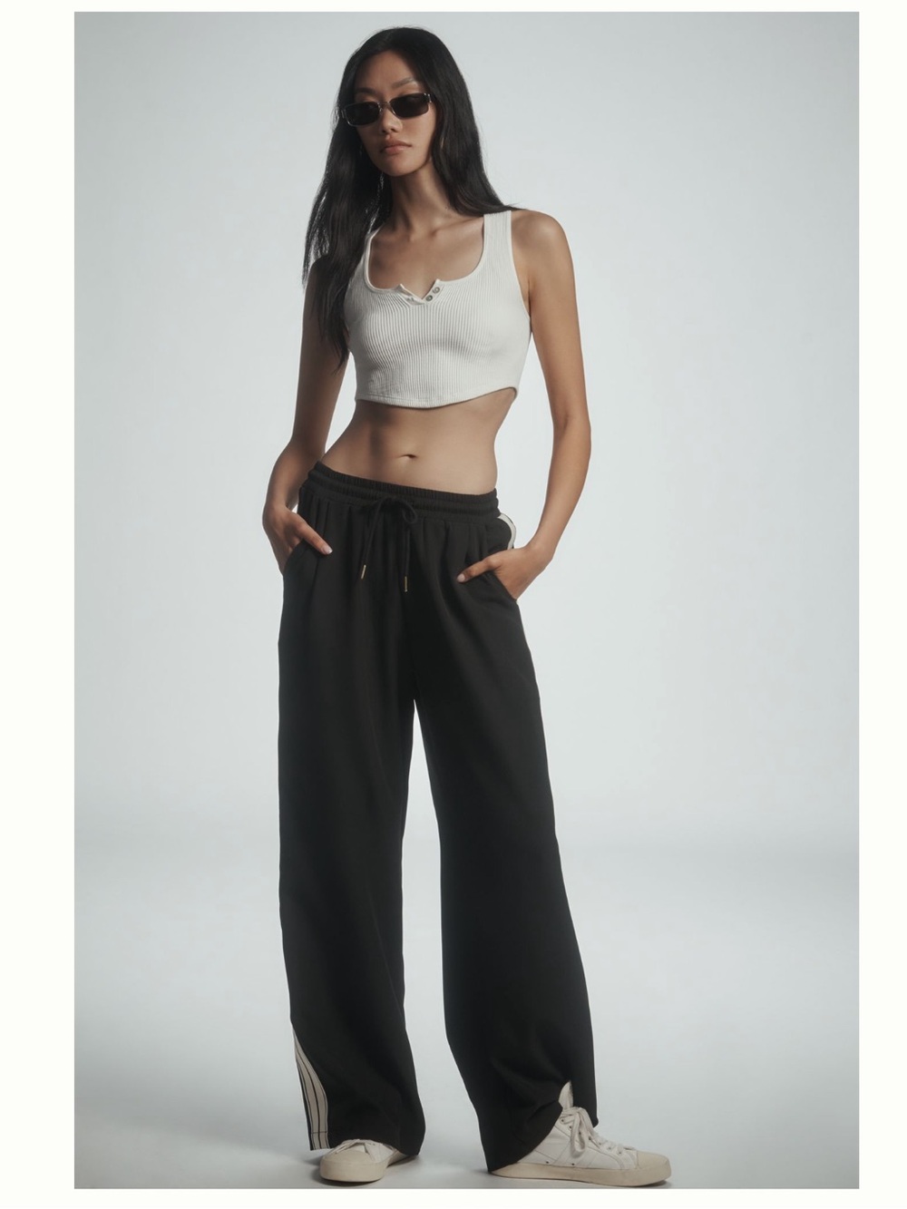 Bishop + Young Black Ford Tie-Front Track Pants